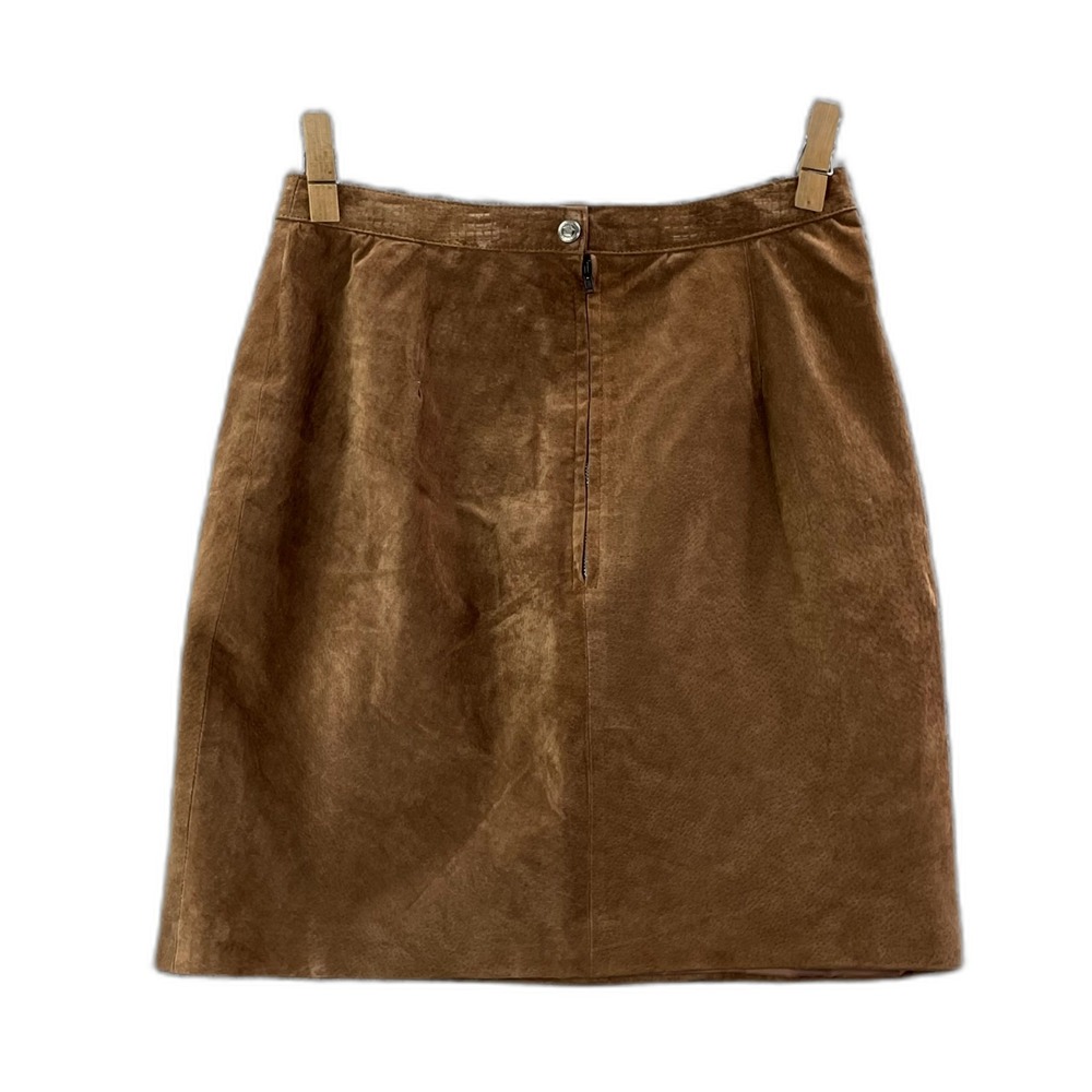 MonaMode Leather A Line Skirt Womens 13/14 Brown Lined Office Career Academia